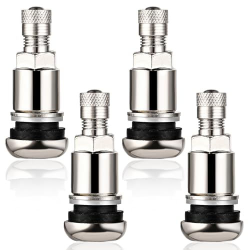 Molain 4-Piece Universal Metal Valve Stems Silver 11.3 mm High-Pressure Cars SUVs Trucks
