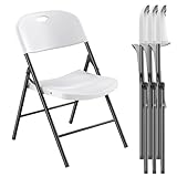 Nazhura 4 Pack 650 Weight Limit Heavy Duty Plastic Folding Chair with Reinforced Steel Frame for Indoor and Outdoor, Wedding, Party, Restaurant, Meeting Room, Patio and Garden (4 Pack)