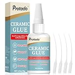 Protado Ceramic Glue Repair, 35g Heavy Duty Super Strong Clear Glue, Waterproof Heat Resistant Adhesive for Ceramic Bonding, Porcelain, Tile, Pottery, Mugs, Dishes, DlY Kits