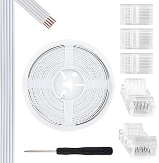 Aroidful 32.8ft 5 Pin RGBW LED Strip Light Extension Cable with 5 Pin RGBW LED Strip Lights Connectors Strip to Wire Connector for 10mm Wide Waterproof or Non-Waterproof 5PIN RGBW LED Strip Lights
