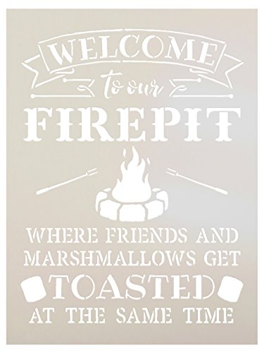 Welcome to Our Firepit Stencil by StudioR12 | Rustic and Fun - Reusable Mylar Template | Painting, Chalk, Mixed Media | Crafting, DIY Home Decor (9