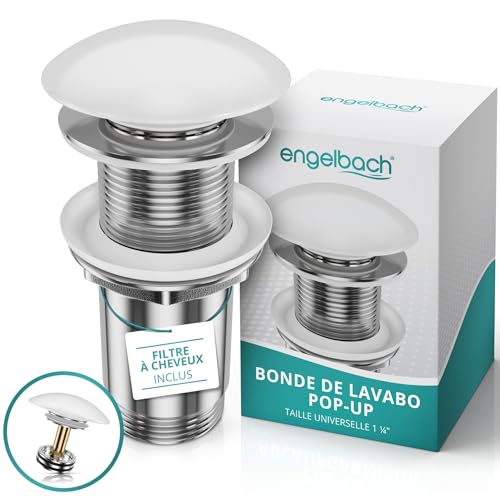 Engelbach® Bonde de lavabo sans trop-Plein - Bouchon clic-clac, 3 Joints Inclus - Installation Rapide, Guide vidéo Inclus - Modèle Universel