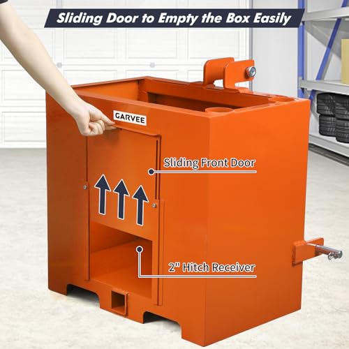 Image of Garvee 3 Point Hitch Ballast Box, 800 LBS Tractor Ballast Box with 2 in Quick Hitch Receiver for 3 Point Category 1 Tractors, Loaders and Skid Steers