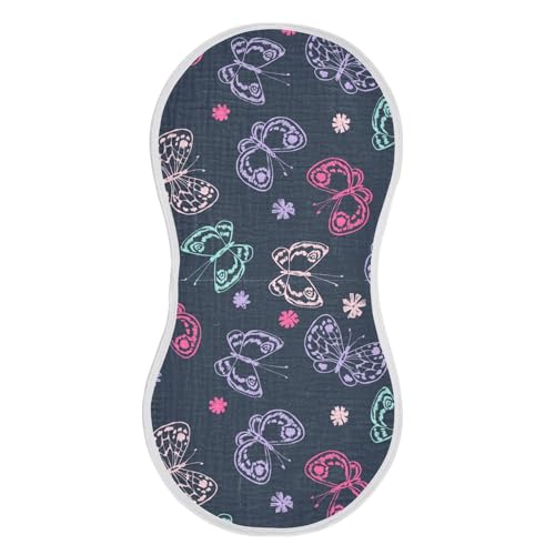 2 Pack Baby Burp Cloths, Soft Absorbent Burping Cloths for Babies, Cotton Milk Spit Up Rags, Large Size for Newborns, Baby Boys and Girls (Naive Butterfly)2