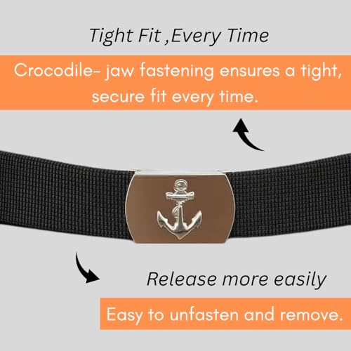 Image of Marine Style Navy Belt | White Nylon Uniform Belt with Adjustable Buckle | Unisex Formal Belt for Cadets, Officers & Crew Parade & Ceremony Accessories