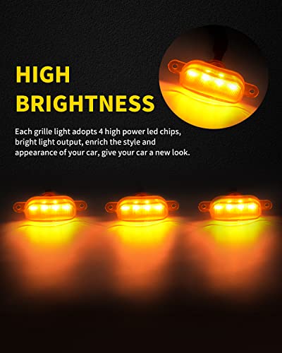 Mealam Amber Led Lights 3Pcs Front Grille Raptor Lamps Car Accessories With Harness And Fuse, Compatible With 2004-2019 For-D F150 & 2013-2018 Ram 1500 Raptor Style Aftermarket Grille #TOP1