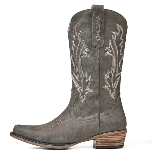 Image of Cowboy Boots for Women, Cowgirl Boots with Embroidered and Chunky Heel, Ideal for Daily Wear and Country Fashion