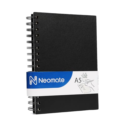 Image of Neomate A5 Spiral Sketch Book | 160 GSM, 120 Pages / 60 Sheets | Wiro Bound Artist Drawing Pad for Sketching, Shading, Doodling | Medium Surface for Kids, Adults, School & Office Use