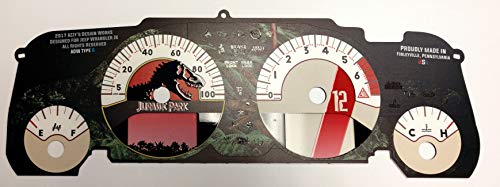 Azzy's Design Works - Custom Gauge Face - Jurassic Pk - Type B - Fits Jeep Wrangler JK, CEL on Background Above Temp, 2012-2017