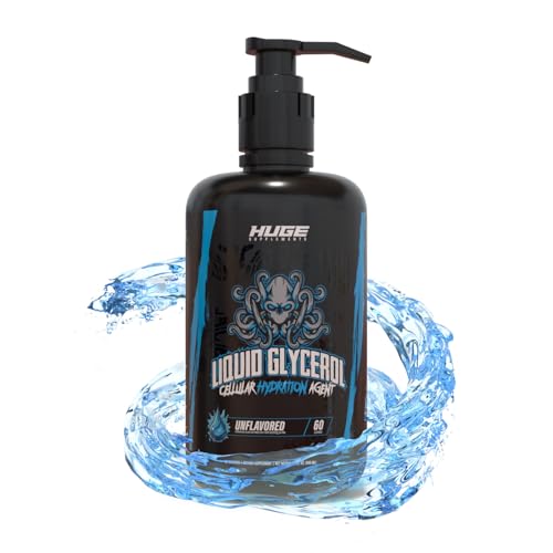 Huge Supplements Liquid Glycerol Supplement, Enhances Muscle Pumps, Increases Muscle Fullness, Boosts Endurance, Cellular Hydration Agent, Clean & Convenient Pump Top, Unflavored (60 Servings)