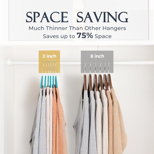 Image of HOUSE DAY Mint Green Velvet Hangers 60 Pack, Non Slip Clothes Felt Hanger Heavy Duty for Coat, Premium Slim Space Saving Suit Hangers for Closet Organizer, 360 Rotating Silver Hook