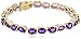 18k Yellow Gold Plated Sterling Silver Genuine African Amethyst Tennis Bracelet, 7.25"