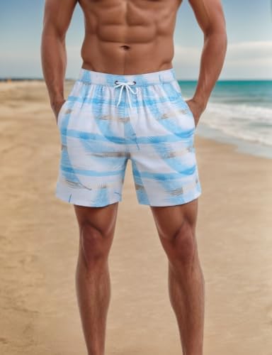 Mens Swim Trunks Quick Dry Board Shorts with Pockets Drawstring Funny Summer Beach Shorts