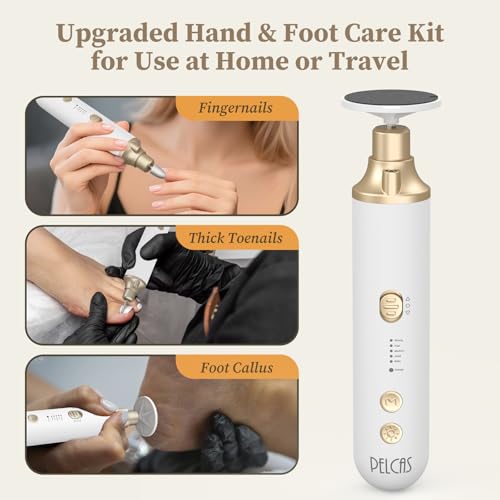 PELCAS 8 in 1 Cordless Nail Drill, Electric Nail Filer 5 Speeds & LED Light Detail