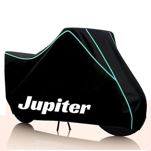 Image of Kayme Jupiter Water Resistance Bike Cover Heavy Duty Premium Taffeta Motorcycle Cover | UV Protection, Dustproof, All Weather, Scratchproof, Two Wheeler Body Cover with Elastic Bottom (Black Aqua)