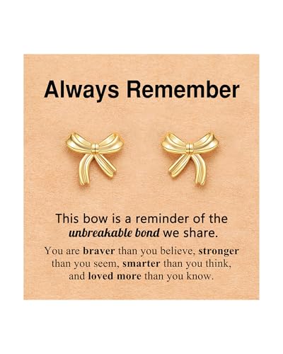 UPROMI Hypoallergenic Gold/Silver Bow Earrings for Girls, Birthday Christmas Valentines Day Gifts