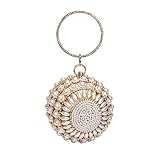 UMREN Women Round Clutch Ball Evening Bag Dazzling Full Beaded Artificial Pearls Handbag for Wedding...