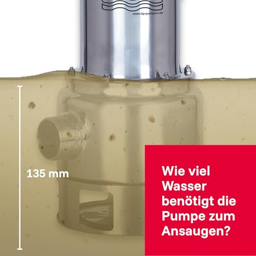 Foto von T.I.P. Schmutzwasser Tauchpumpe - Baupumpe Edelstahl (19.500l/h Fördermenge, 10,5m Förderhöhe, 1,05bar Druck, 1.200W, 40mm Korngröße, Waschlauge geeignet, Flüssigkeit bis 95°C)Extrema 300/10 IX,30072