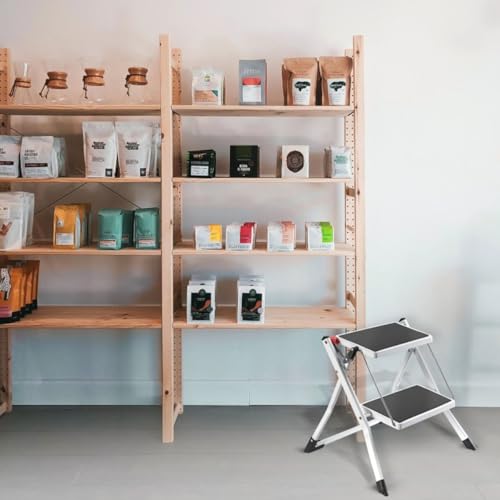 MSV Klapptritt ca. 49 x 49 x 45 cm, belastbar bis 150kg, 2 Stufen mit Anti-Rutsch-Matten (schwarz)