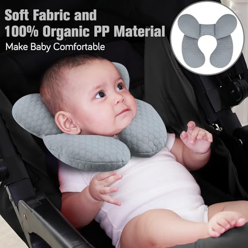 Image of KAKIBLIN Baby Travel Pillow, Upgraded Baby Neck Pillows for Car Seat, Infant Neck Support Pillow for Head and Neck,Newborn Head Support for Car Seat, Stroller, Pushchair(Light Grey)