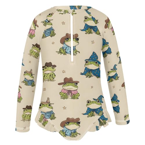ALAZA Toddler Swimsuit Girl Bathing Suit Swimwear Rash Guard Ugly Frog Long Sleeve 3T2