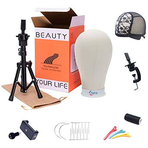 EERYA 22 Inch Wig Head, Wig Stand Tripod With Head, Wig Head Stand With Manne...