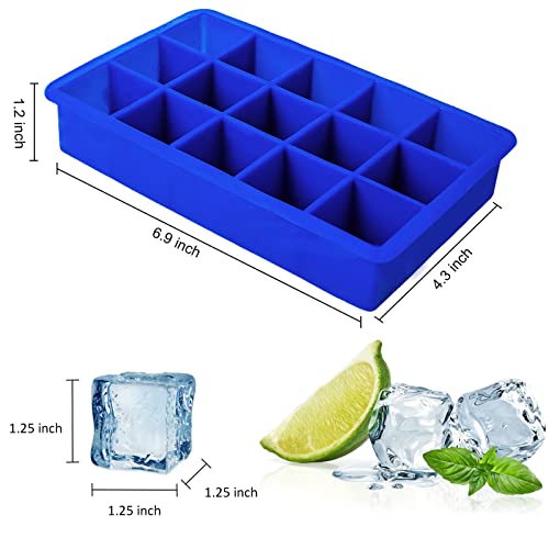 Ozera 2 Pack Silicone Ice Cube Tray, Ice Cube Trays Molds, Ice Cube Tray For Whiskey, Easy Release Flexible Ice Cube Molds 15 Ice Cubes For Cocktail, Chocolate #TOP3