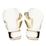 Guantoni da boxe gonfiabili e traspiranti con chiusura a strappo per allenamento di combattimento di karate e taekwondo bianco oro