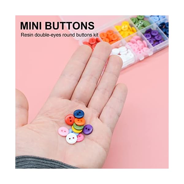 OELFFOW Round Sewing Buttons, Buttons for Sewing (10mm) 10 Color Resin Buttons for Sewing Children Sweater, Shirt, DIY Craft, Buttons for Crafts, Clothing Fasteners Buttons for Crafts Pack of 200 Pcs - Image 3