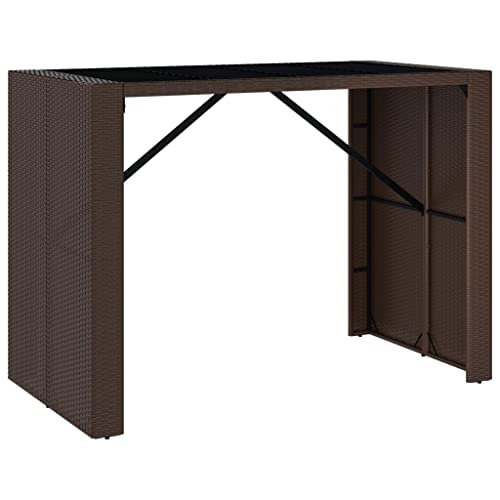 vidaXL Table de bar avec plateau en verre pour extérieur, jardin, terrasse, cuisine, bar, festival, fête, bistrot, table de petit déjeuner debout, table...