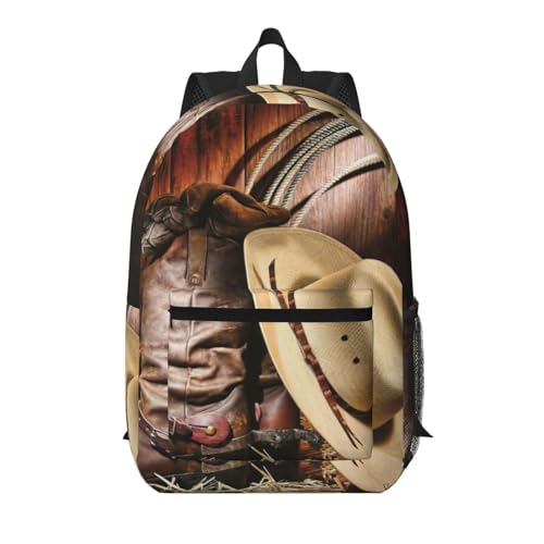 Sac à dos noir EdWal pour le collège et le lycée avec poche pratique style cowboy western