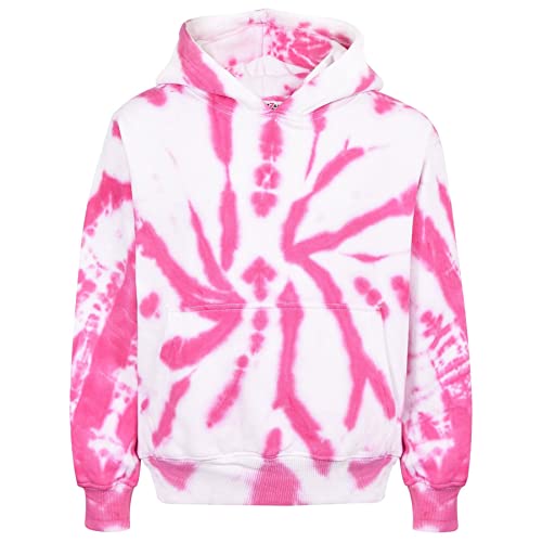 Sweat-shirt uni tie dye rose pull à capuche enfant fille garçon 5-6 ans