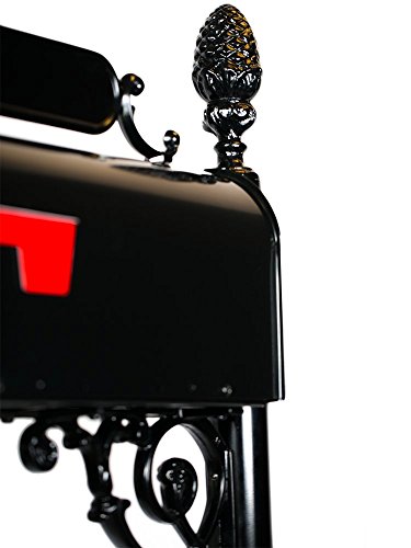 Addresses Of Distinction Charleston Large Mailbox & Post System – Black Rust Resistant Mailbox – Includes Address Plaque, Numbers, Scroll & Mounting Hardware – Metal Mailbox With Pineapple Finial #TOP2