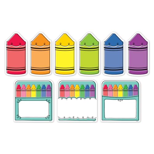 CTP Core Decor Doodle Crayons 6" Designer Cut-Outs Top Classroom Decorating Accents (Creative Teaching Press 10929)