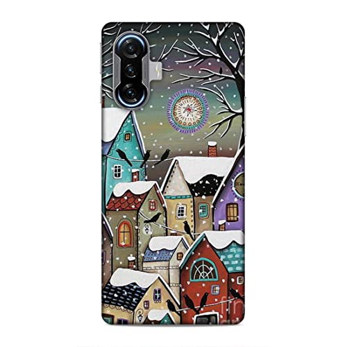 Image of Printed Mobile Back Hard Case Cover for Xiaomi Poco F3 GT | Snowfall, Houses, Animated, Home Sweet Home -2186
