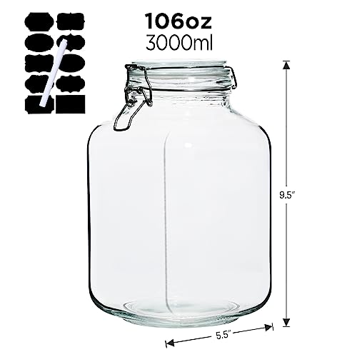 Ollieroo 106oz Square Glass Jars with Airtight Lid, Large Mason Jars, Wide Mouth Storage Containers for Flour, Cereal, Coffee, Pasta and Canning, Big Glass Kitchen Canisters (Set of 2) - Thumbnail 7