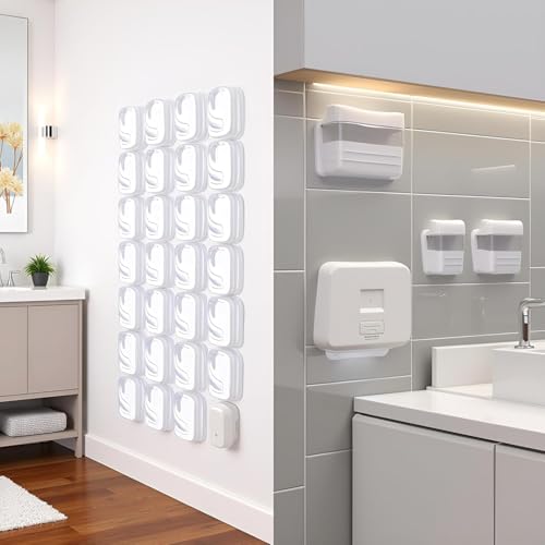 20 Stück transparente selbstklebende Wandhaken zum Aufhängen, kleine Kunststoff-Haken, transparente Acryl-Klebebügel für Wände, keine Schäden, temporäre Wandhaken für Badezimmer, Küche, Zuhause,