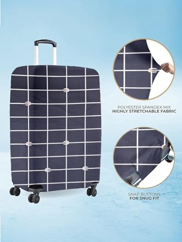 Image of Cortina Geometry Design Travel Suitcase Eco-Friendly Cover | Small | Fits 18-22 Inch Luggage | Polyester-Spandex | 55cm (20 inches) | Luggage Protectors | Anti Scratch /Dust | Pack of 1 | Grey