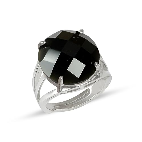 Image of Reiki Crystal Products Adjustable Rings, Round Cutting, Amethyst, Black Tourmaline, Goldstone brown, Green Jade, Lapis Lazuli, Opalite, Red Jasper, Rose Quartz, Tiger eye, Gemstone Ring