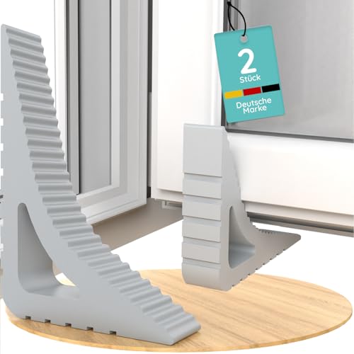 Fensterstopper [2er Set] – Fenster Offenhalter & Fensterkeil zum Lüften – Fensterfeststeller ohne Bohren, Gummi Fensterklammern & Balkontür Stopper – Perfekt als Fenster Stopp