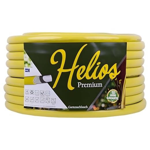 Gartenschlauch gelb 1" Helios Premium 10 Jahre Garantie 4 lagig Wasserschlauch Bewässerungsschlauch (50m)