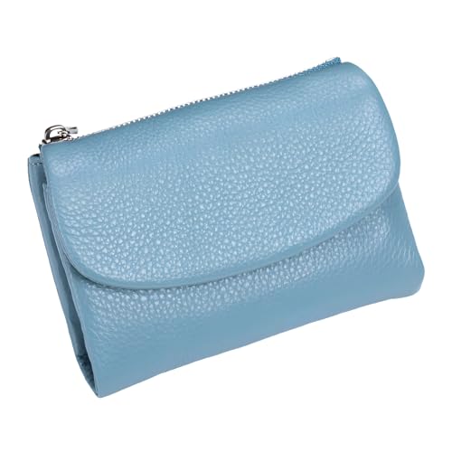 5.3In Unisex Pebble Leather Wallet, RFID Blocking Genuine (Blue)