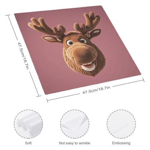 Servilletas de Tela Divertidas con Reno Navideño 4 Unidades miniatura 2