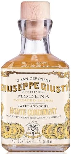 Giusti White Balsamic Vinegar Dressing – Condiment for Cooking and Finishing Dishes such as Salads, Vegetables, or Fish. Made in Italy with Balsamic Vinegar of Modena – 8.45 fl oz (250 ml) - Pack of 1