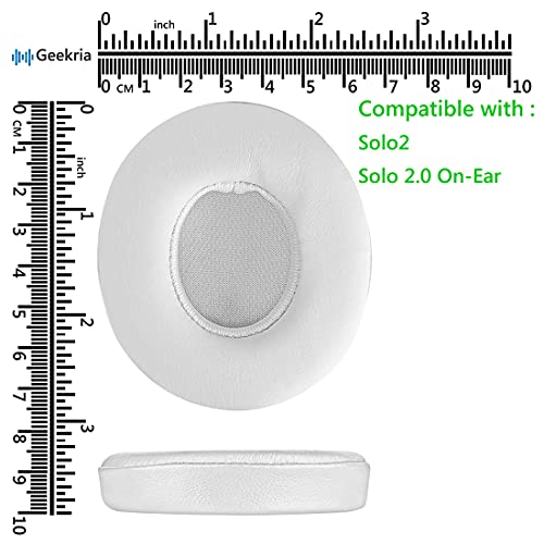 Geekria Replacement Ear Pads Compatible with Beats Solo 2 Wireless (B0534) On-Ear Headphones Ear Cushions, Repair Parts (White) miniatura 6
