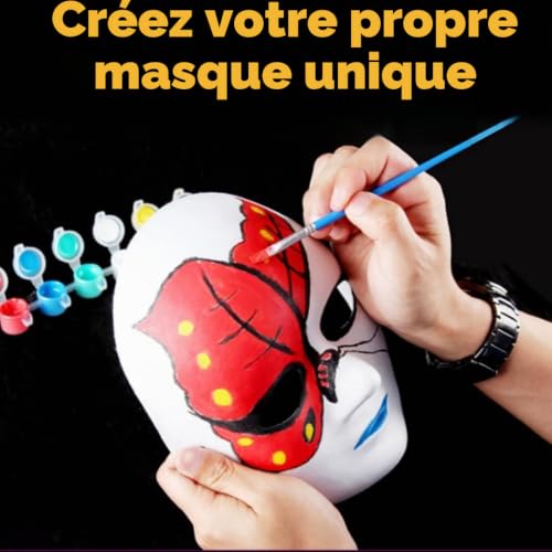 ZDL masqu à peindre, 6 pièces, blanc pour décorer, masque de carnaval en papier, masque de bricolage, peint par vous-même, pour Halloween – vue 2