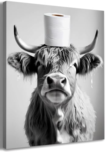 Vache des Highlands toilette tableau rustique pour créer une ambiance douce et amusante chez soi