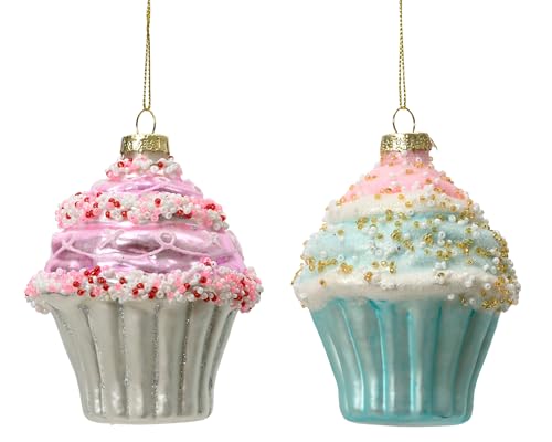 Christbaumschmuck Glas 10,4cm - Cupcake Figur zum Aufhängen - 1...