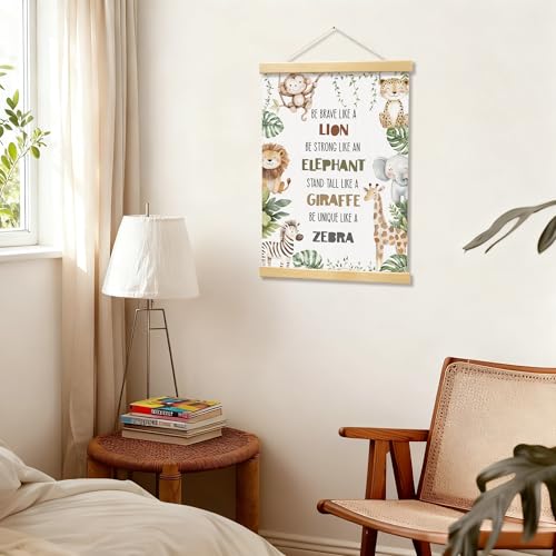 YUISLE Safari Jungle Animals Nursery Wall Decor, Animal Nursery Poster Hanger Frame for Classroom Bedroom, Animals Motivational Wall Art, 12x16 Inch-A18 - Image 4