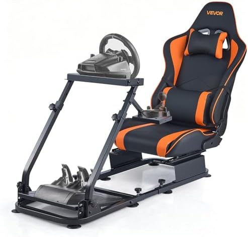 VEVOR Racing Wheel Stand, Heavy-Duty Simulator Cockpit Steering Stand with Dual-Rail Dual-Arm, Fit Logitech G25,G27,G29,G920,G923, Thrustmaster T300RS,TX F458,T500RS,T3PA-PRO (F1/GT) and CSR Pedals